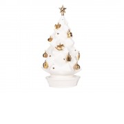 Подсвечник Новогодняя Ель (бисквит) с росписью игрушек золотом
