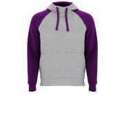 Толстовка с капюшоном Badet мужской, серый меланж/фиолетовый
