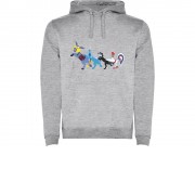 Толстовка с капюшоном Бременские музыканты мужская, серый меланж