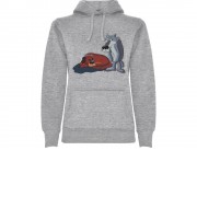 Толстовка с капюшоном Жил-был Пес женская, серый меланж
