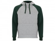 Толстовка с капюшоном Badet детский, серый меланж/бутылочный зеленый