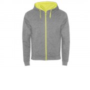 Толстовка на молнии Fuji, серый меланж/неоновый желтый