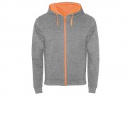 Толстовка на молнии Fuji, серый меланж/неоновый оранжевый
