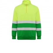 Свитшот ворот на молнии Spica, садовый зеленый/неоновый желтый