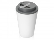 Пластиковый стакан Take away с двойными стенками и крышкой с силиконовым клапаном, 350 мл, белый/серый
