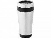 Термостакан Elwood из переработанной нержавеющей стали, 410 мл - Серебристый/Черный