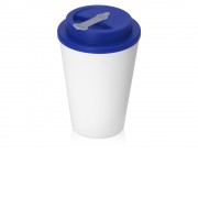 Пластиковый стакан Take away с двойными стенками и крышкой с силиконовым клапаном, 350 мл, белый/синий