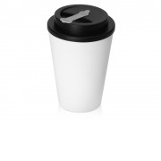 Пластиковый стакан Take away с двойными стенками и крышкой с силиконовым клапаном, 350 мл, белый/черный