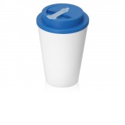 Пластиковый стакан Take away с двойными стенками и крышкой с силиконовым клапаном, 350 мл, белый/голубой