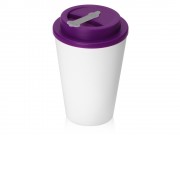 Пластиковый стакан Take away с двойными стенками и крышкой с силиконовым клапаном, 350 мл, белый/фиолетовый