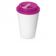 Пластиковый стакан Take away с двойными стенками и крышкой с силиконовым клапаном, 350 мл, белый/фуксия