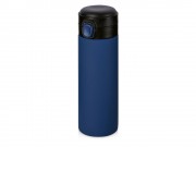 Вакуумная термокружка Waterline c кнопкой Guard, 400 мл, тубус, темно-синий
