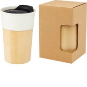 Фарфоровая кружка Pereira с бамбуковой внешней стенкой объемом 320 мл, белый