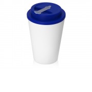 Пластиковый стакан Take away с двойными стенками и крышкой с силиконовым клапаном, 350 мл, белый/темно-синий
