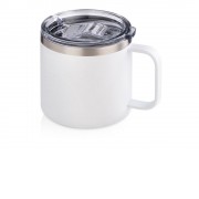Кружка стальная Alaska с крышкой слайдером, powder coating, белый