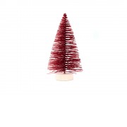 Новогоднее украшение Елочка Красная из полипропилена на подставке из древесины сосны / 12x6x6см
