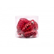 Новогоднее подвесное украшение Красные шишки из стекла, набор из 12 штук / 5*5*6см