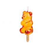 Новогоднее подвесное украшение Мишка из стекла / 3,2x3,5x9см