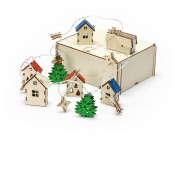 Елочная гирлянда с лампочками Новогодняя цветная + деревянная коробка с наполнителем-стружкой Ларь