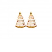 Новогоднее подвесное украшение Ёлочки в золоте из полистирола, набор из 2 шт / 8,6x5,8x3,2см