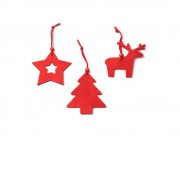Набор рождественских украшений из фетра CAROL (звезда, елка, олень), красный