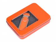 Металлическая коробочка G04 оранжевого цвета с прозрачным окошком