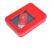 Металлическая коробочка G04 красного цвета с прозрачным окошком