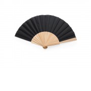 Веер CALESA с деревянными вставками и тканью из полиэстера, черный