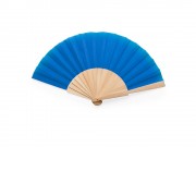 Веер CALESA с деревянными вставками и тканью из полиэстера, голубой