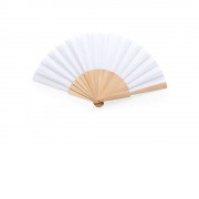 Веер CALESA с деревянными вставками и тканью из полиэстера, белый