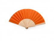 Веер CALESA с деревянными вставками и тканью из полиэстера, оранжевый