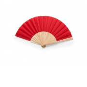 Веер CALESA с деревянными вставками и тканью из полиэстера, красный