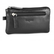 Ключница BUGATTI Primo, чёрная, натуральная воловья кожа, 12,5х0,5х7 см