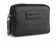 Ключница BUGATTI Elsa, с защитой данных RFID, чёрная, воловья кожа/полиэстер, 11х2х7 см