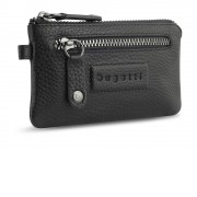 Ключница BUGATTI Elsa, чёрная, воловья кожа/полиэстер, 12,5х0,5х7 см