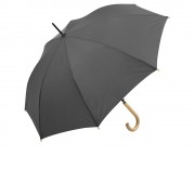 Зонт-трость 1134 Okobrella с деревянной ручкой и куполом из переработанного пластика, серый