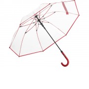 Зонт-трость 7112 Pure с прозрачным куполом, полуавтомат, прозрачный/красный