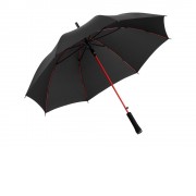 Зонт-трость 1084 Colorline с цветными спицами и куполом из переработанного пластика, черный/красный