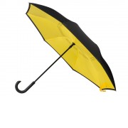 Зонт-трость наоборот Inversa, полуавтомат, черный/желтый