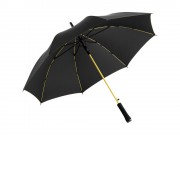 Зонт-трость 1084 Colorline с цветными спицами и куполом из переработанного пластика, черный/желтый