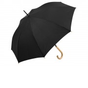 Зонт-трость 1134 Okobrella с деревянной ручкой и куполом из переработанного пластика, черный