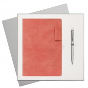 Подарочный набор Teolo, коралловый (ежедневник, ручка)