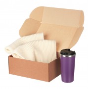 Подарочный набор Forges, бежевый/фиолетовый (шарф, термокружка)